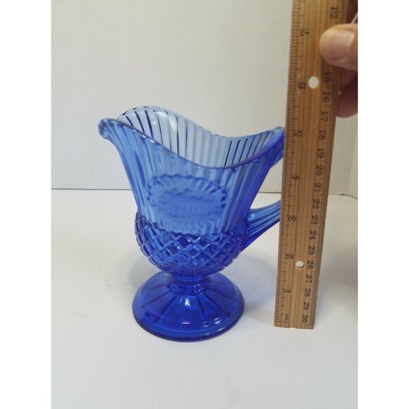 Vintage Avon Blue Fostoria Mt Vernon Glass Creamer 5"×3" - Picture 3 of 11